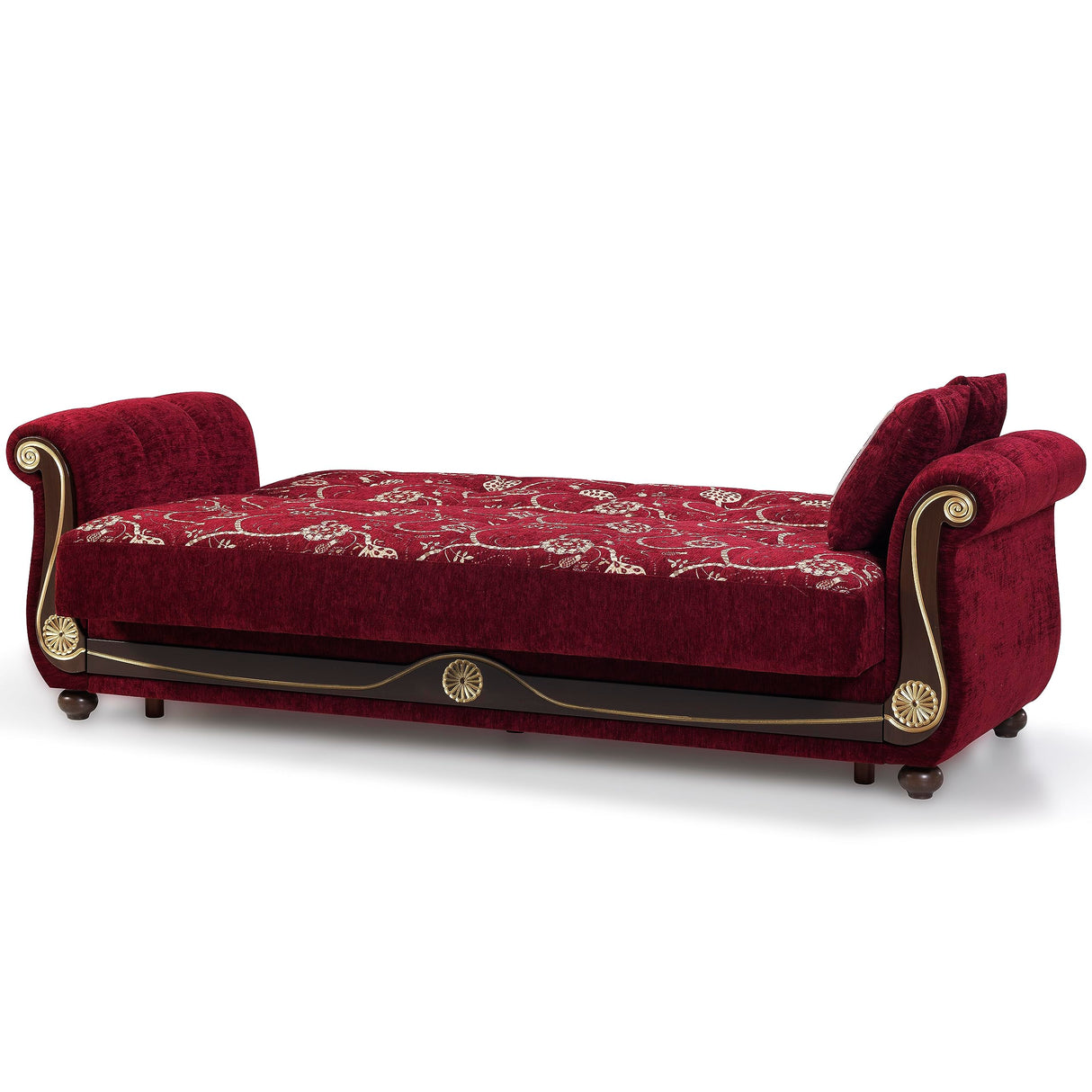 Ottomanson Sweet Home Stores 94" Convertible Sofa Bed with Storage, Firm, Fabric, 3 Seater, Upholstered Sleeper Sofa Couch, Futon for Living Room, Burgundy Ottomanson