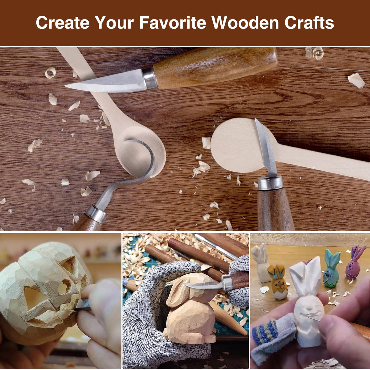 YHLAWM Wood Whittling Kit for Beginners, Wood Carving Kit with 3 Pcs Wood Carving Knives & 4 Pcs Woodcarving Auxiliary Tools, Complete Set of 7 Beginner Wood Carving Set, Gift Set for Kids and Adults YHLAWM