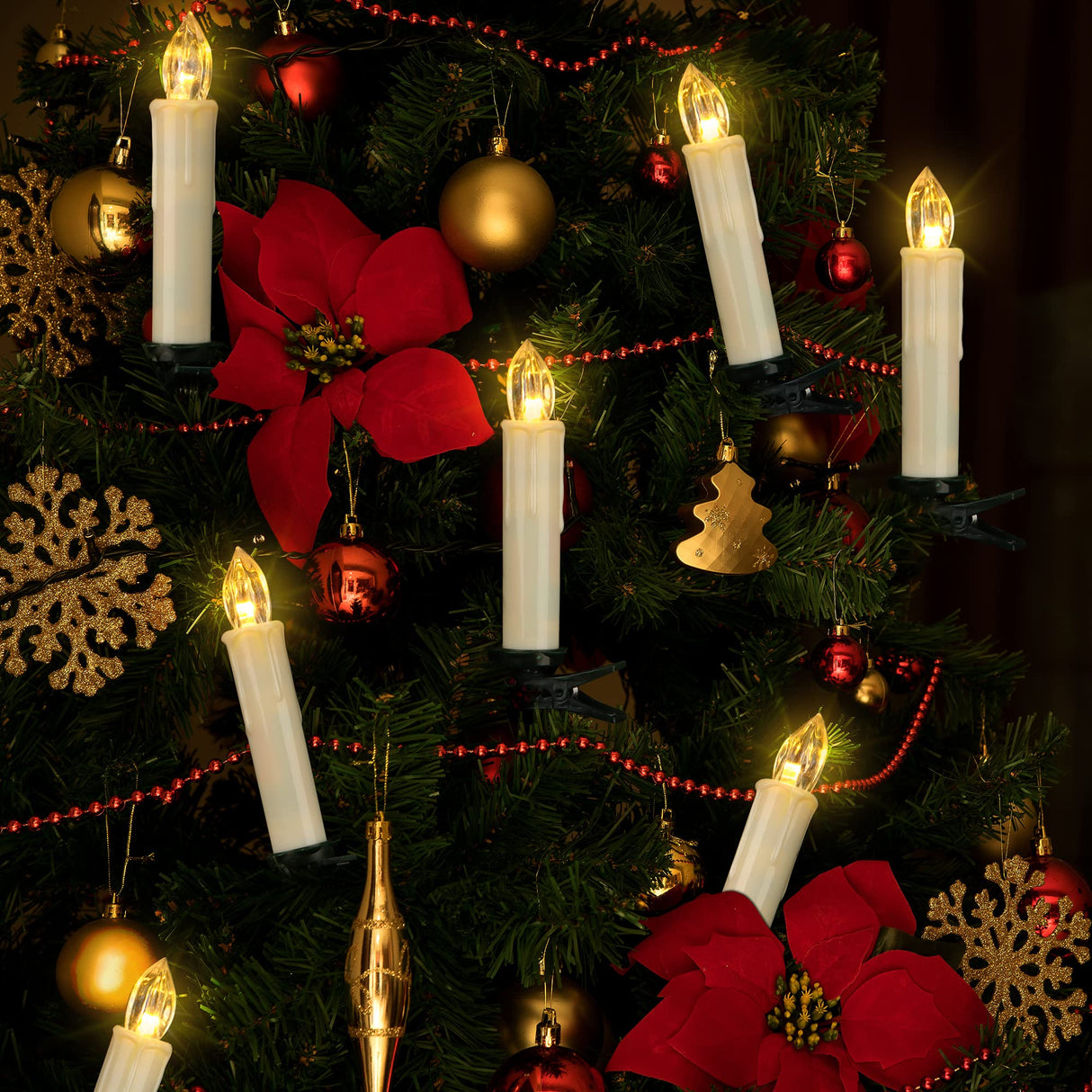 24PCS LED Flameless Taper Candles Flickering with Remote Timer, Battery Operated Waterproof Christmas Tree Candles, Warm White Window Candles Lights, Perfect for Christmas, Home Decoration (Ivory) FPOO