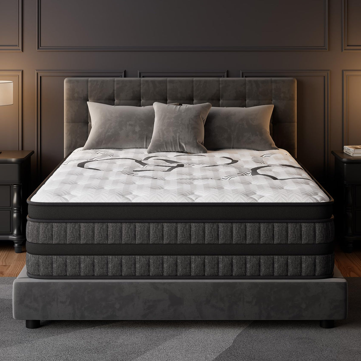 PUBPLON King Mattress 12 Inch Hybrid Mattresses Euro Top Medium Firm for Back & Lumbar Support, 365 Night Trial, Individual Pocket Spring Bed for Motion Isolation & Pressure Relief (12 Inch, King) PUBPLON