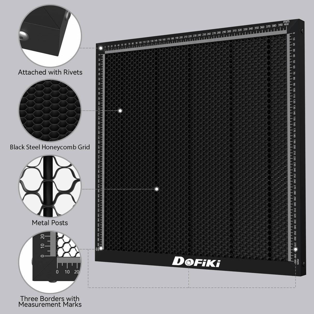 Dofiki Steel Honeycomb Laser Bed 400 x 400mm Honeycomb for A5 Pro, Master 2, RAY5, LE400PRO, Z1, B1, B2, L1, L2 and Most Laser Engraver Cutter, 15.7" x 15.7" (0 0) Origin Top Left Dofiki