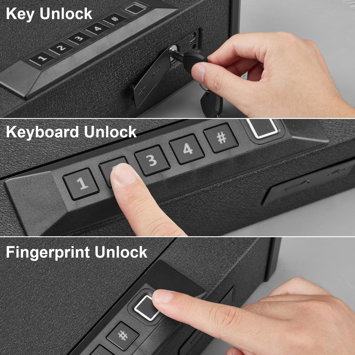 Garvee Gun Safe, Biometric Gun Safe for, Gun Safe, Handgun Safe 3 Ways Quick Access Fingerprint Gun Safe, Sturdy Safe, Gun Lock Safe Box with USB-C Port for Home, Bedside, Desk, Car Garvee