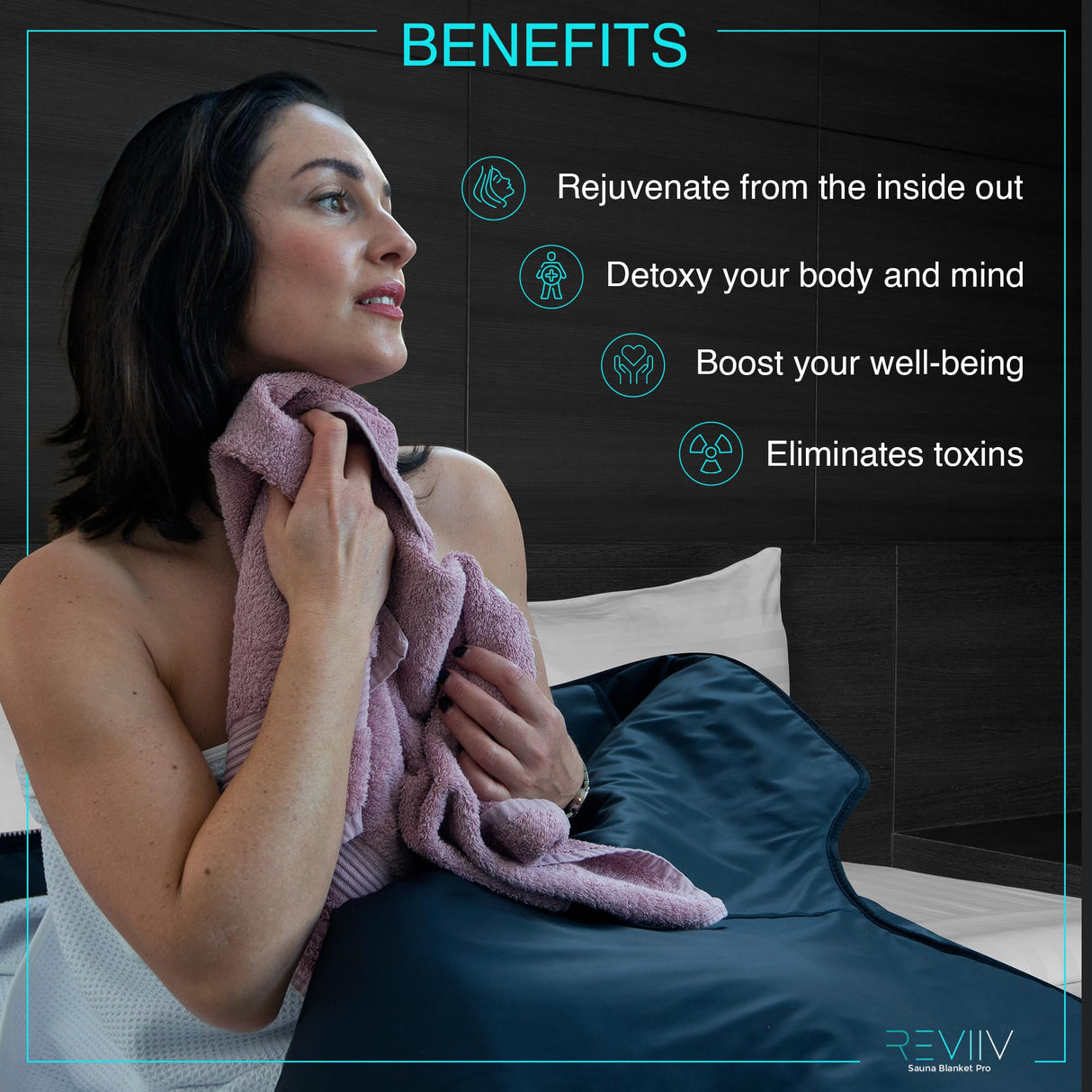 Portable Sauna Blanket with Bonus Cotton Insert Towel - V2.0 Major Upgrades! Premium Far Infrared Sauna Blanket for Detoxification - Sauna Blanket Infrared Saunas for Home with 85-185℉ Temp Range REVIIV