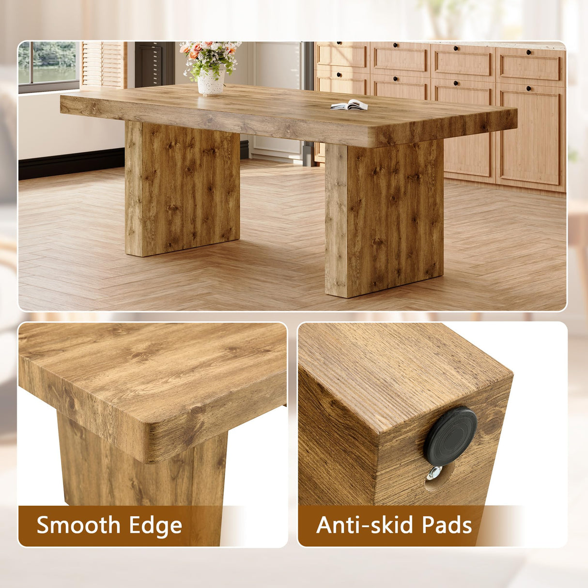 Ganooly Dining Table Set for 8, 78.7" Large Wood Dinner Set for 8 with Faux Leather Chairs, 8 Seater Modern Dining Room Table Sets for Kitchen, Farmhouse Ganooly