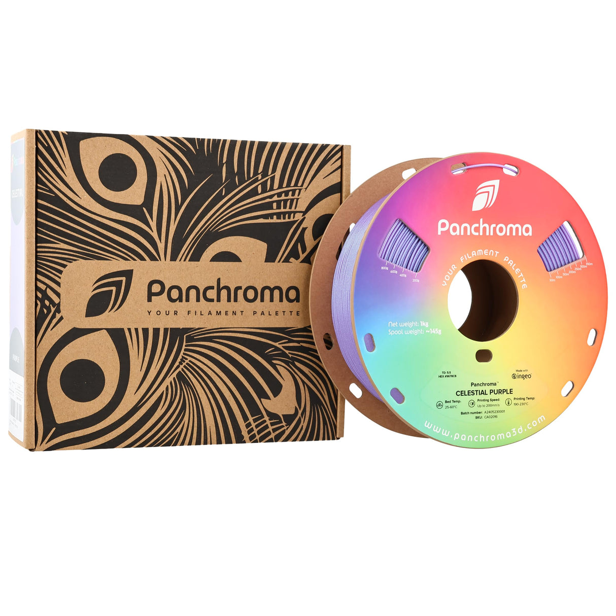 Polymaker Panchroma Celestial PLA Filament 1.75mm Purple, 1.75 Celestial Purple PLA 3D Printing Filament 1kg Spool - Panchroma 1.75 Shiny Glittering Purple PLA 3D Printer Filament Polymaker