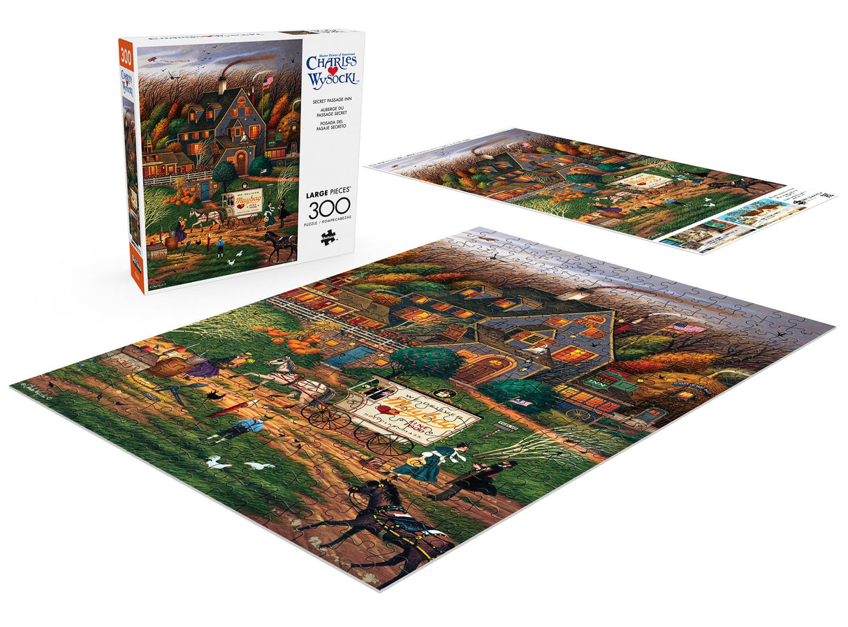 Buffalo Games - Charles Wysocki - Secret Passage Inn - 300 Piece Jigsaw Puzzle for Adults -Challenging Puzzle Perfect for Game Nights - Finished Size is 21.25 x 15.00 Buffalo Games