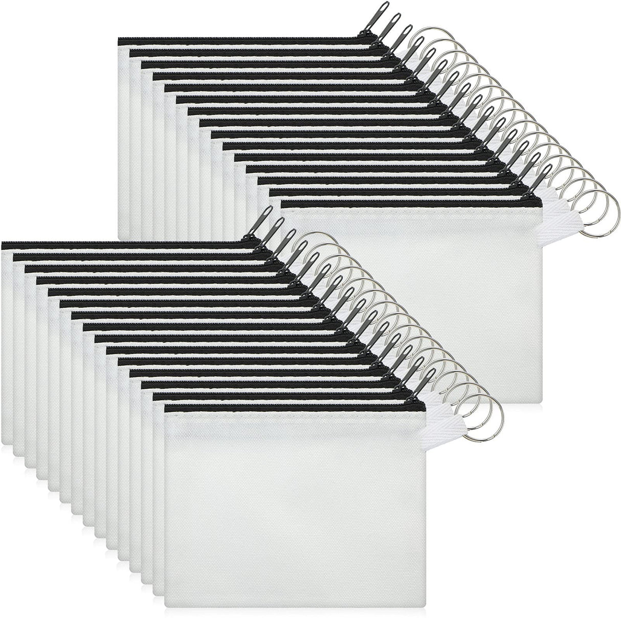 30 Pieces Sublimation Coin Purse Canvas Makeup Bag Blank Cosmetic Pouch with Zipper DIY Craft Bag Canvas Pencil Pouch Travel Cosmetic Bag Cosmetic Organizer Bag Toiletry Pouch for Travel, Black, Frienda