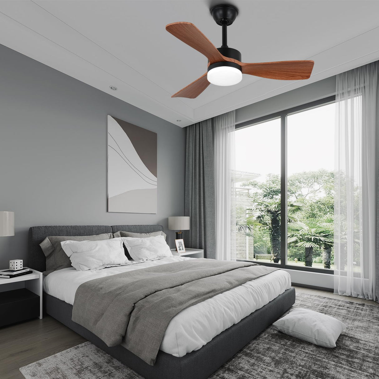 diisunbihuo 36" Ceiling Fans with Lights and Remote, Low Profile Ceiling Fan with Light Flush Mount, Dimmable Noiseless Reversible DC Motor Ceiling Fan for Dinning Room Bedroom Hallway diisunbihuo