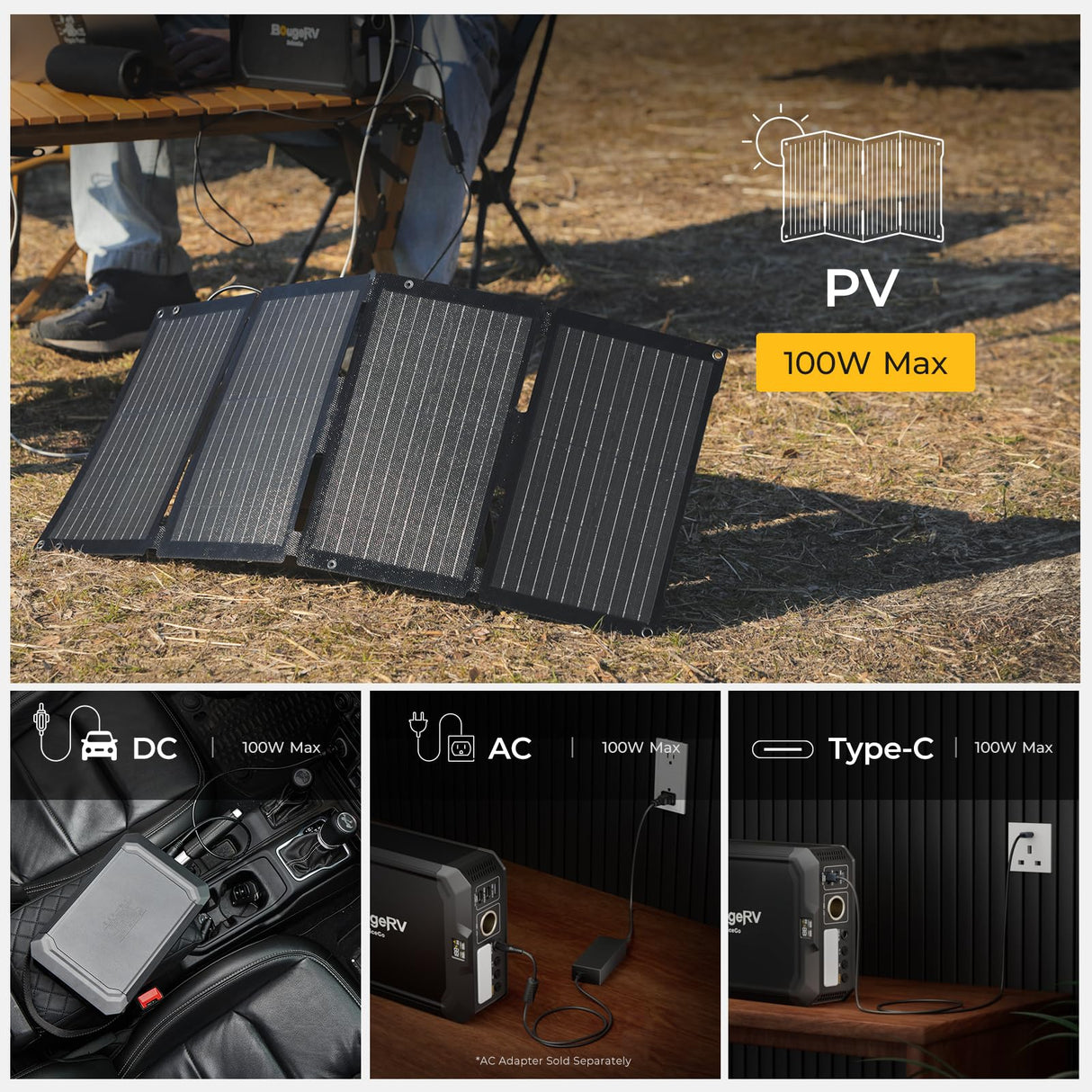 BougeRV 240Wh Portable Power Station, Solar Generator with AC outlet, JuiceGo LiFePO4 Generators for Emergency Power Supply, Camping, Travel, Home Backup, and RV BougeRV