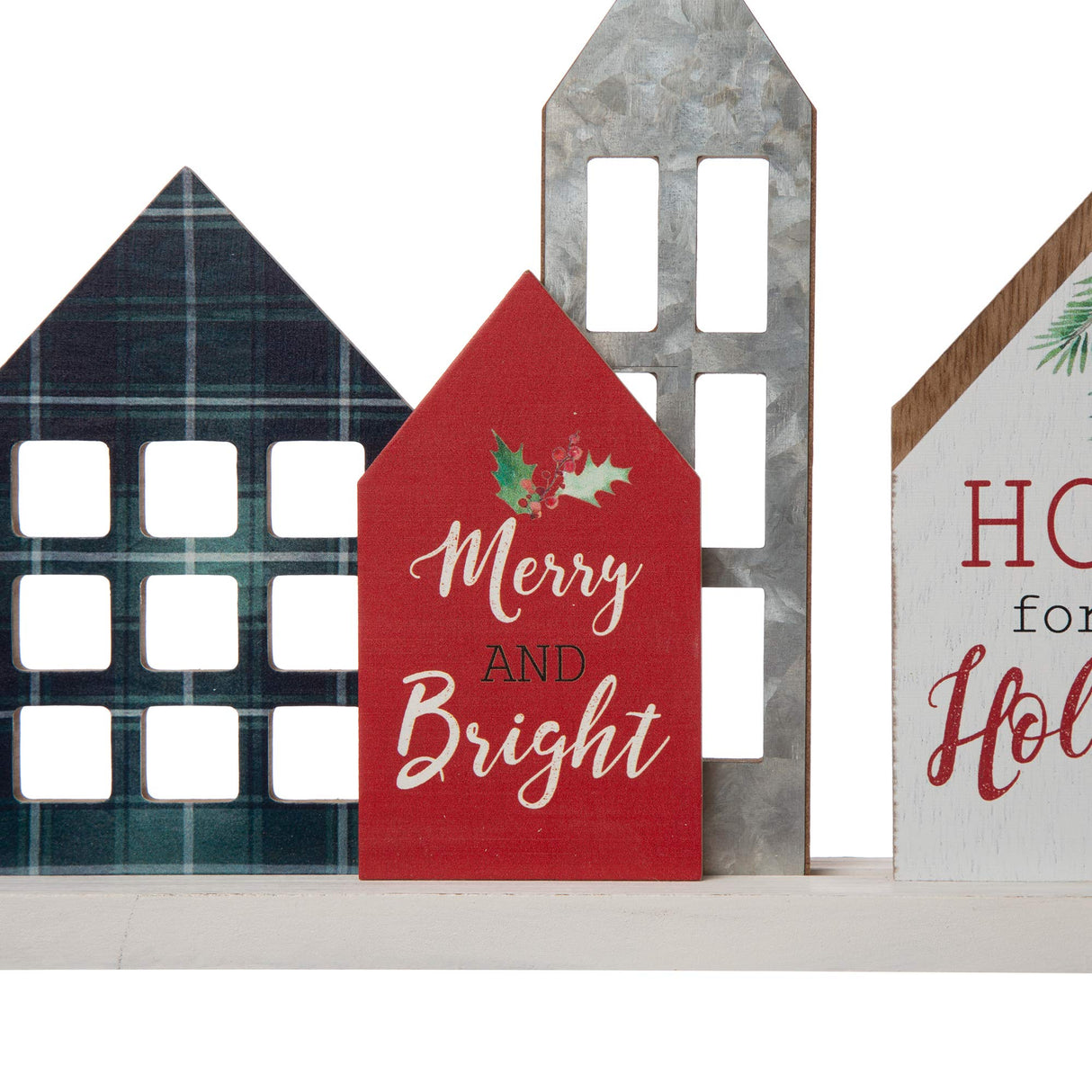 Glitzhome Farmhouse Table Christmas Decor, Rustic Wooden House Block Table Top Christmas Decorations, Home Merry Christmas Sign Desk Shelf Ornaments, Winter Holiday Xmas Tabletop Centerpiece Sign Glitzhome