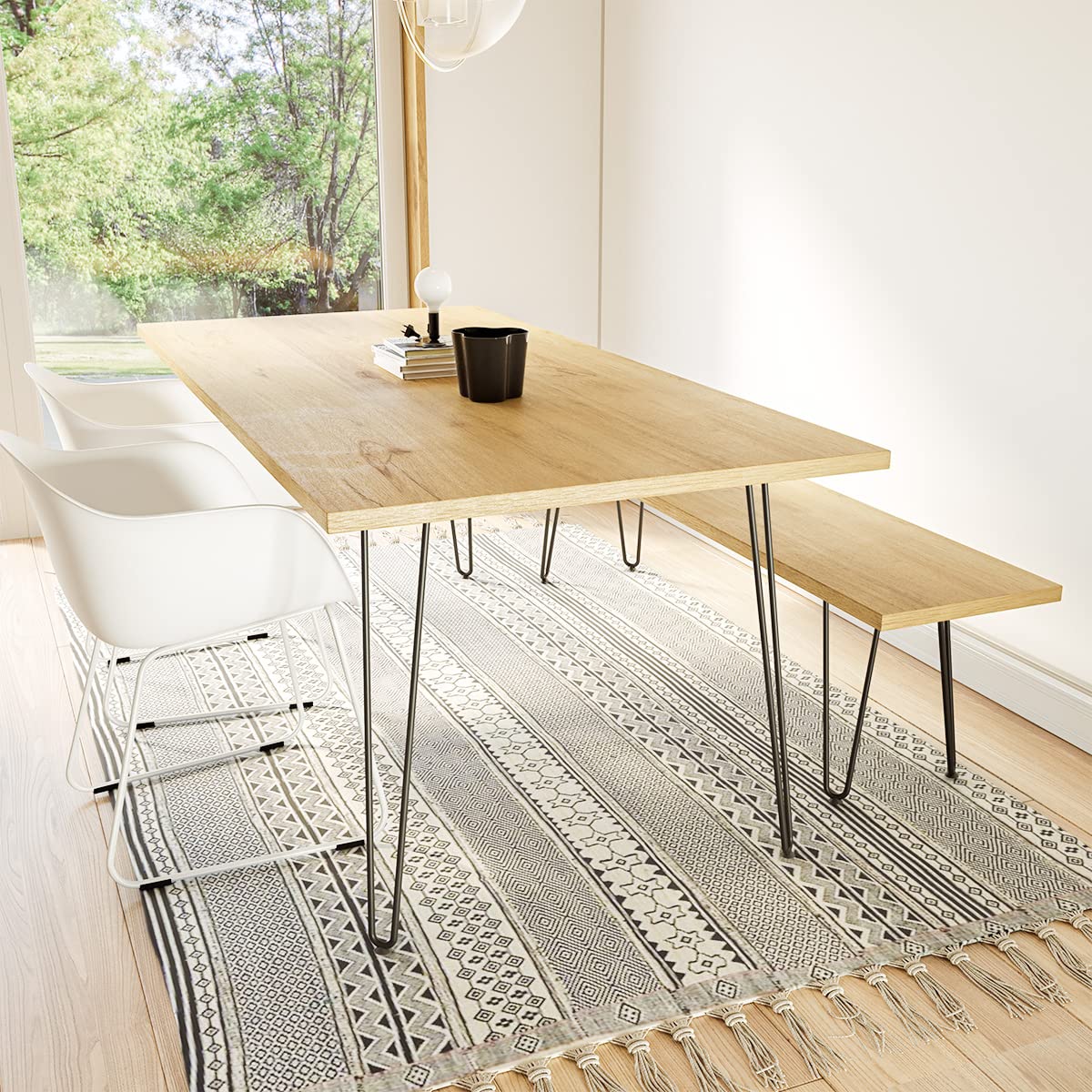 Genius Iron Hairpin Table Legs 16 inch, 3/8" Solid Metal Steel Firm Welding Home DIY for Coffee Table, Bench, Chair with Rubber Floor Protectors, Black, 4 PCS Genius Iron