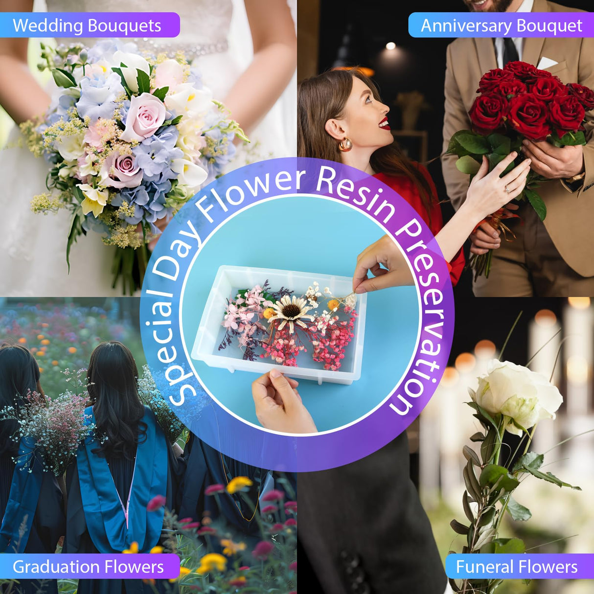 Large Rectangular Resin Molds, Epoxy Resin Casting Deep Silicone Mold, Large Molds for Flower Preservation, Deep Pour Molds for Furniture Decoration, DIY Wedding Bouquets, Valentine's Day Gifts KISREL