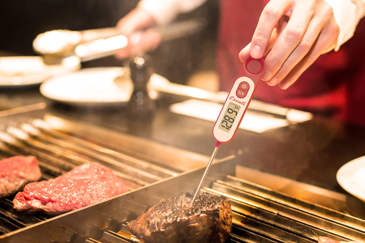 Escali Long Stem Digital Thermometer for Meat, Frying, Cooking, Candy and Kitchen Use, Extra Long 5.6-Inch Probe, Red Escali