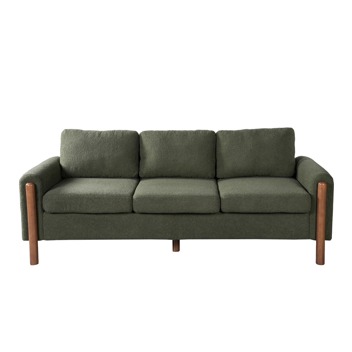 Christopher Knight Home Yadil Teddy Fleece Upholstered 3 Seater Sofa Couch, Wooden Home Sofa Living Room, Comfy Cloud Couch for Bedroom, Home Office, Olive Green Christopher Knight Home