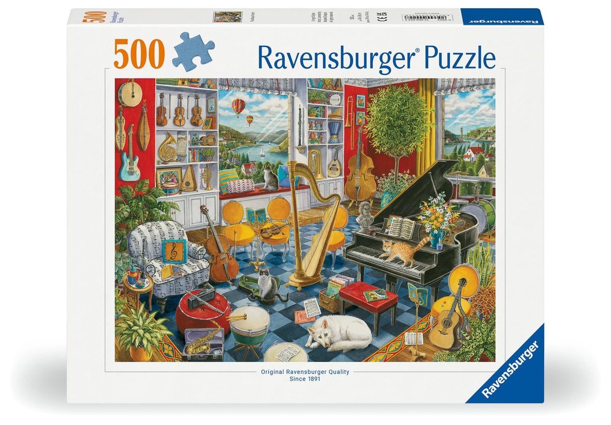 Ravensburger The Music Room Jigsaw Puzzle - 500 Intricately Cut Pieces | Handcrafted in Germany Technology | Ideal for Adults and Kids | FSC-Certified Materials Ravensburger
