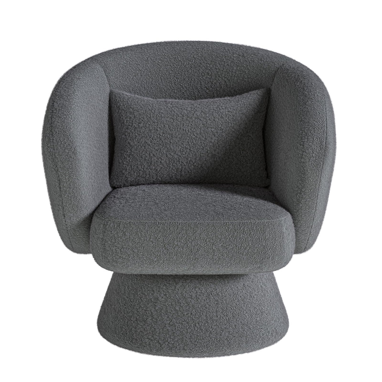 Swivel Accent Chair, Modern Upholstered Barrel Chair with 360° Swivel, Soft Teddy Fabric & Extra Lumbar Pillow, Stylish Round Accent Chair for Living Room, Bedroom, Nursery – Darkgrey,2PC COLAMY