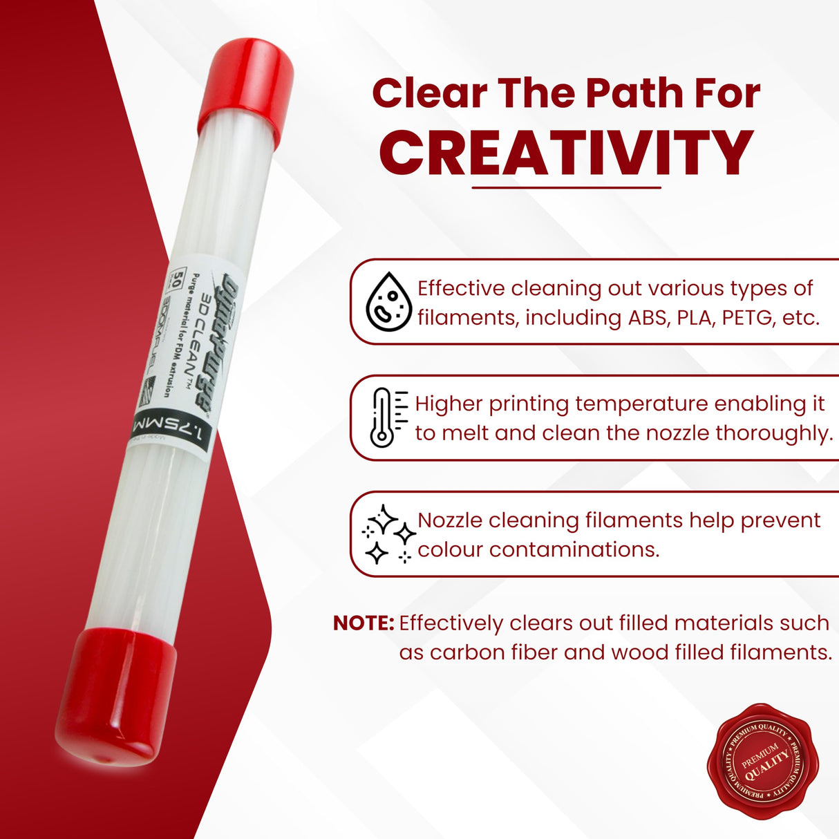 3D Fuel 3D Clean Printer Nozzle Cleaning Filament, Made in USA | 50 Sticks 1.75mm +/- 0.03mm 3D-FUEL FUELING YOUR CREATIVITY