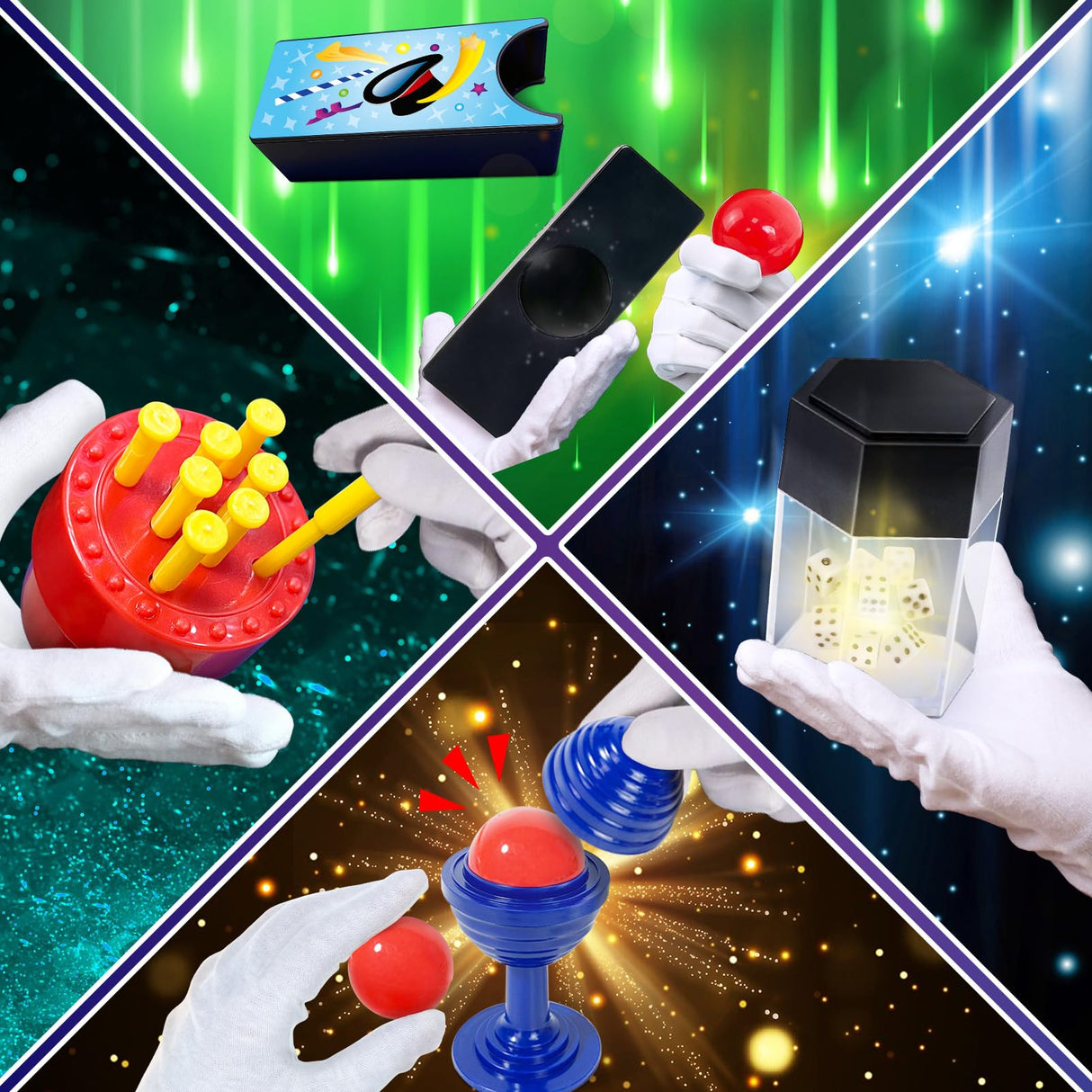 PATIFEED Magic Kit, 60 Magic Tricks for Kids Age 6-8, Magic Set with Instructions, Gift Toys for Kids Ages 6 7 8 9 10 11 12 Year Old PATIFEED