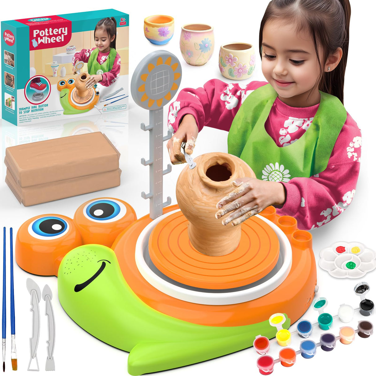 Pottery Wheel for Kids-Complete Pottery Painting Kit Arts and Crafts for Kids Ages 8-12, Clay Sculpting Tools with 1.7lb Air Dry Clay, Birthday Christmas Gifts Toys for Boy Girls Age 6 7 8 9 10 11 12 Fedonak