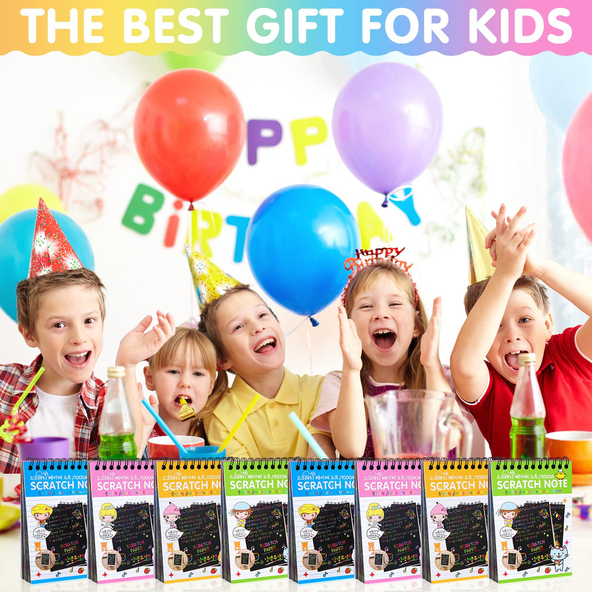 YSCare 24 Pack Scratch Arts and Crafts Notebooks, Rainbow Scratch Arts Paper, Stuffers Essentials Gifts for Kids Ages 4-8 Birthday Party Favors Stocking Stuffers YSCare