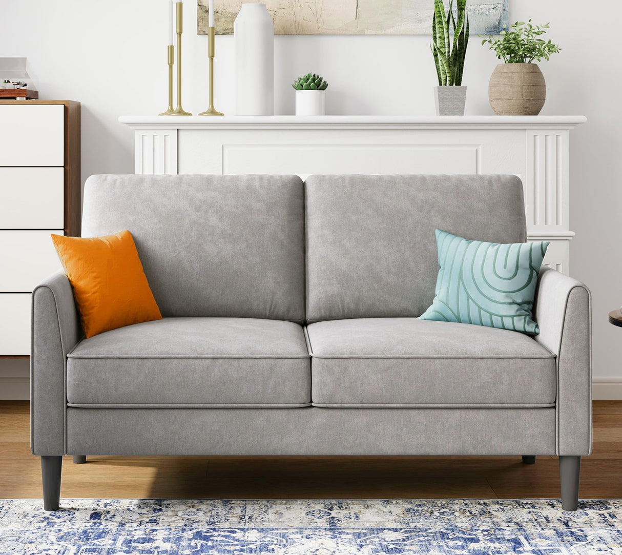 LINSY Loveseat Sofa Small Couch - Comfy 58" Small Loveseat for Small Spaces Modern Couches with Thick Cushion, Ergonomic Design Soft Sofa for Living Room Bedroom Apartment (Grey) LINSY