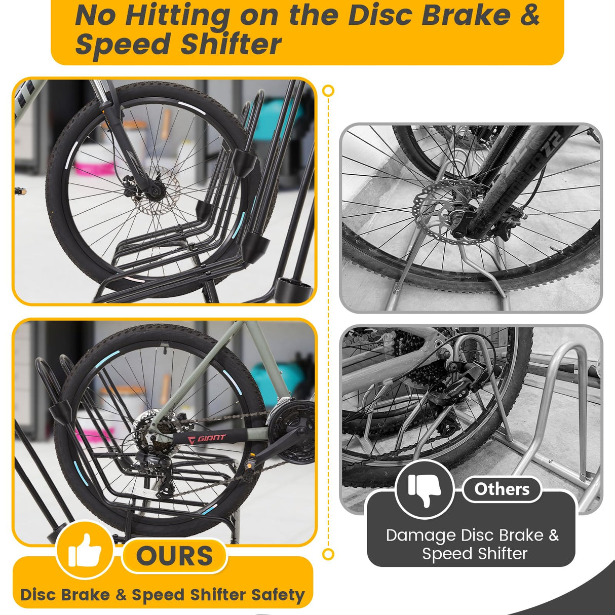 Floor Bike Rack for 5 Bikes, Safeguard Disc Brakes & Derailleurs Design, Waterproof Bicycle Stand Indoor/Outdoor/Garage Use, Fits 12"-29" Tires, Upgraded 0.63" Steel Tubes for Stability Kingarage