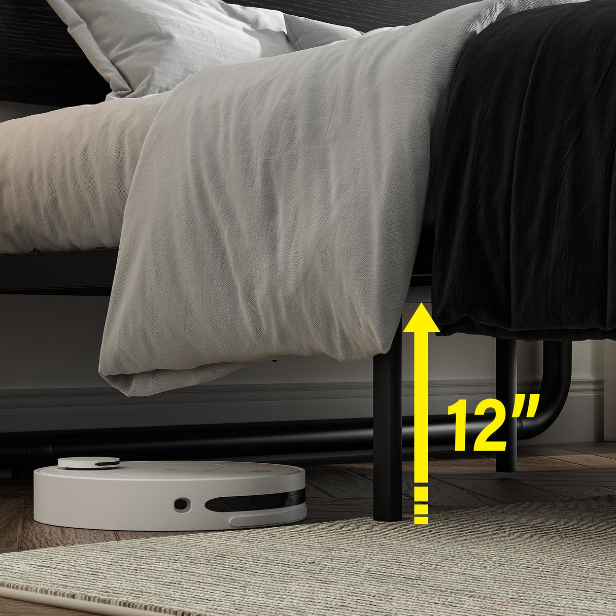 Catrimown Full Size Metal LED Bed Frame with Headboard - Heavy Duty Platform Design, Noise-Free & Easy Assembly Catrimown