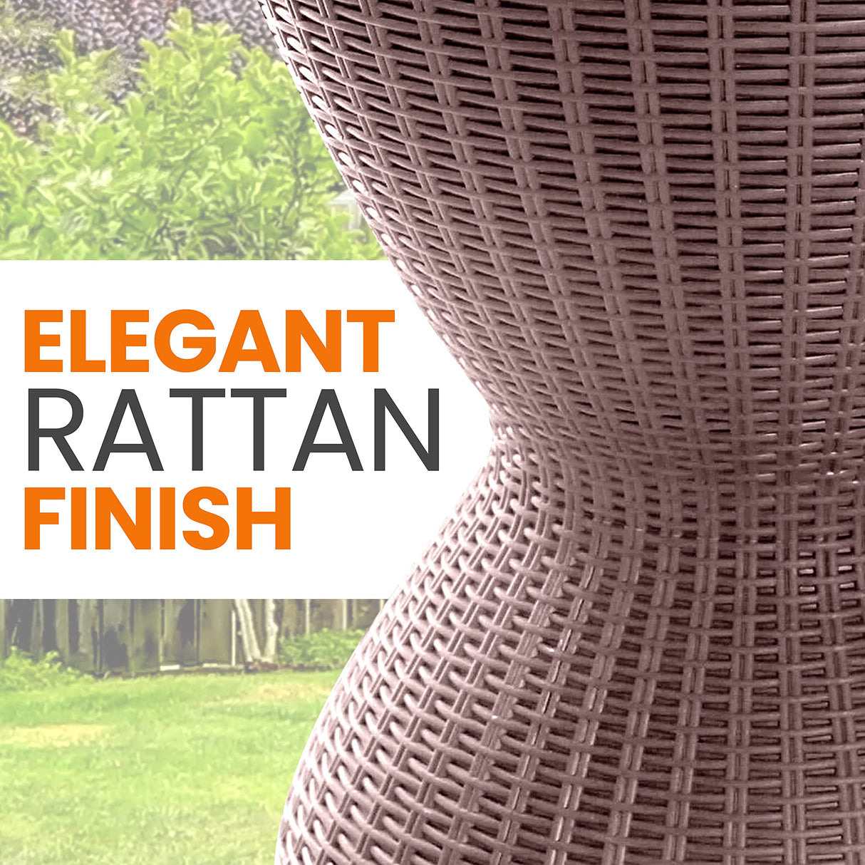 SereneLife Outdoor Cool Bar Table, 7.5 Gallon Beer and Wine Cooler, Patio Furniture & Hot Tub Side Table, Beverage Cooler, All-Weather Resistant Ice Cool Bar, Rattan Style Patio, Cocktail Bar (Grey) SereneLife