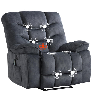 HAOMARKETS Oversized Electric Recliner Chair with Massage and Heat, 41" Wide Power Reclining Chairs with USB Port, Breathable Fabric Overstuffed Reclining Sofa for Living Room Bedroom (No Lift)