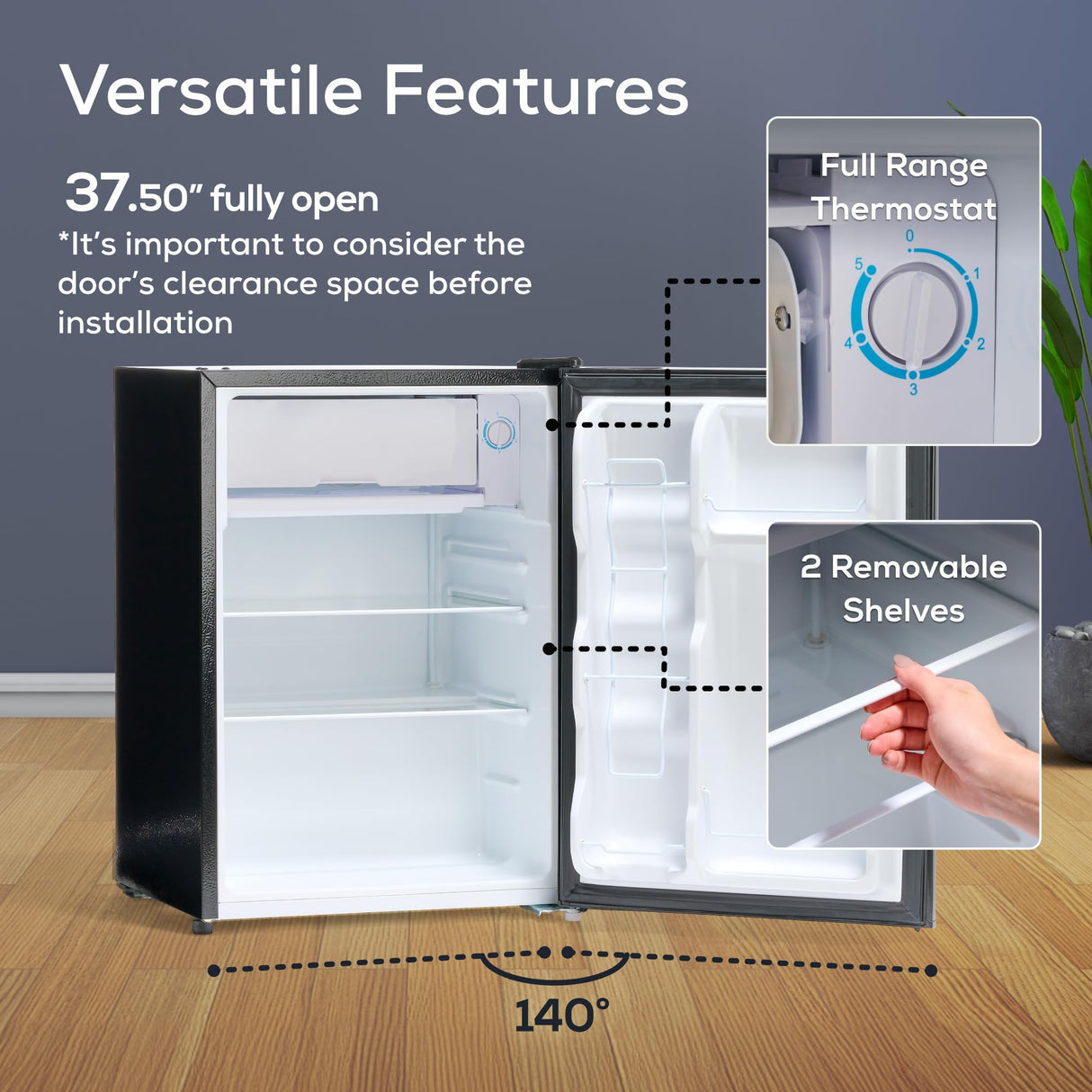 Igloo 2.6 Cu.Ft. Compact Refrigerator with Freezer, 2 Shelfs, Perfect for Homes, Offices, Dorms, Platinum Igloo