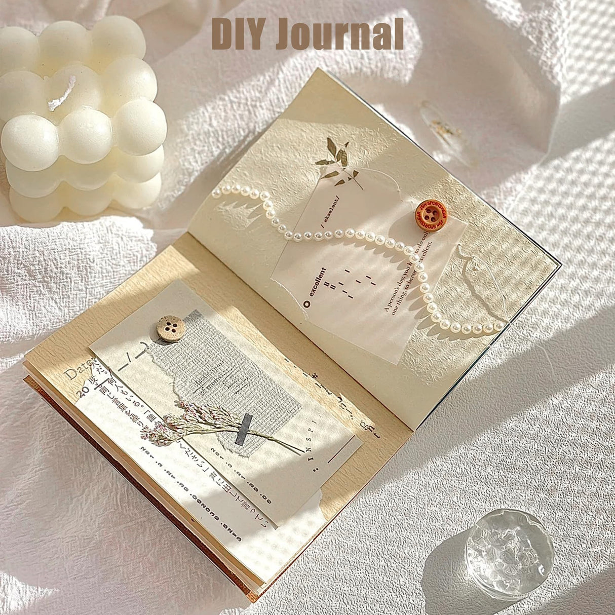 Aromoty 30 sheets A5 Large Textured Scrapbook Paper&Mesh Fabric set - Handmade Craft Mulberry Special Paper Mix for Scrapbooking Junk Journaling Supplies Card DIY Materials Collage, 5.8x8.2 Inches Aromoty