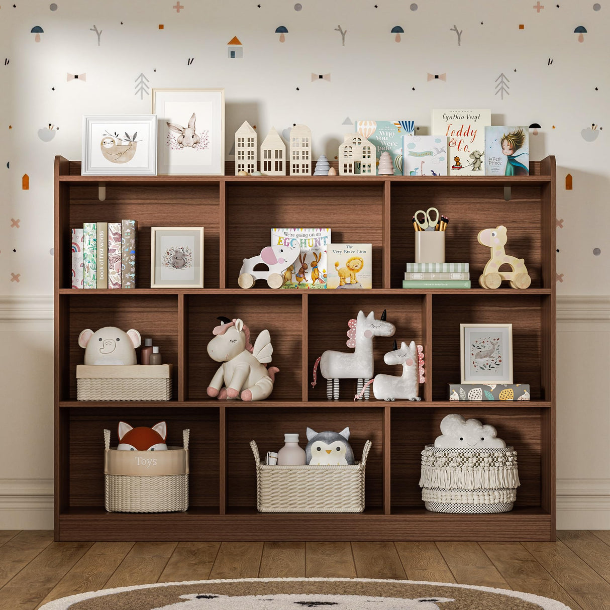 DIYART 3-Tier Brown Bookshelf with 10-Cube Storage for Modern Living Spaces DIYART