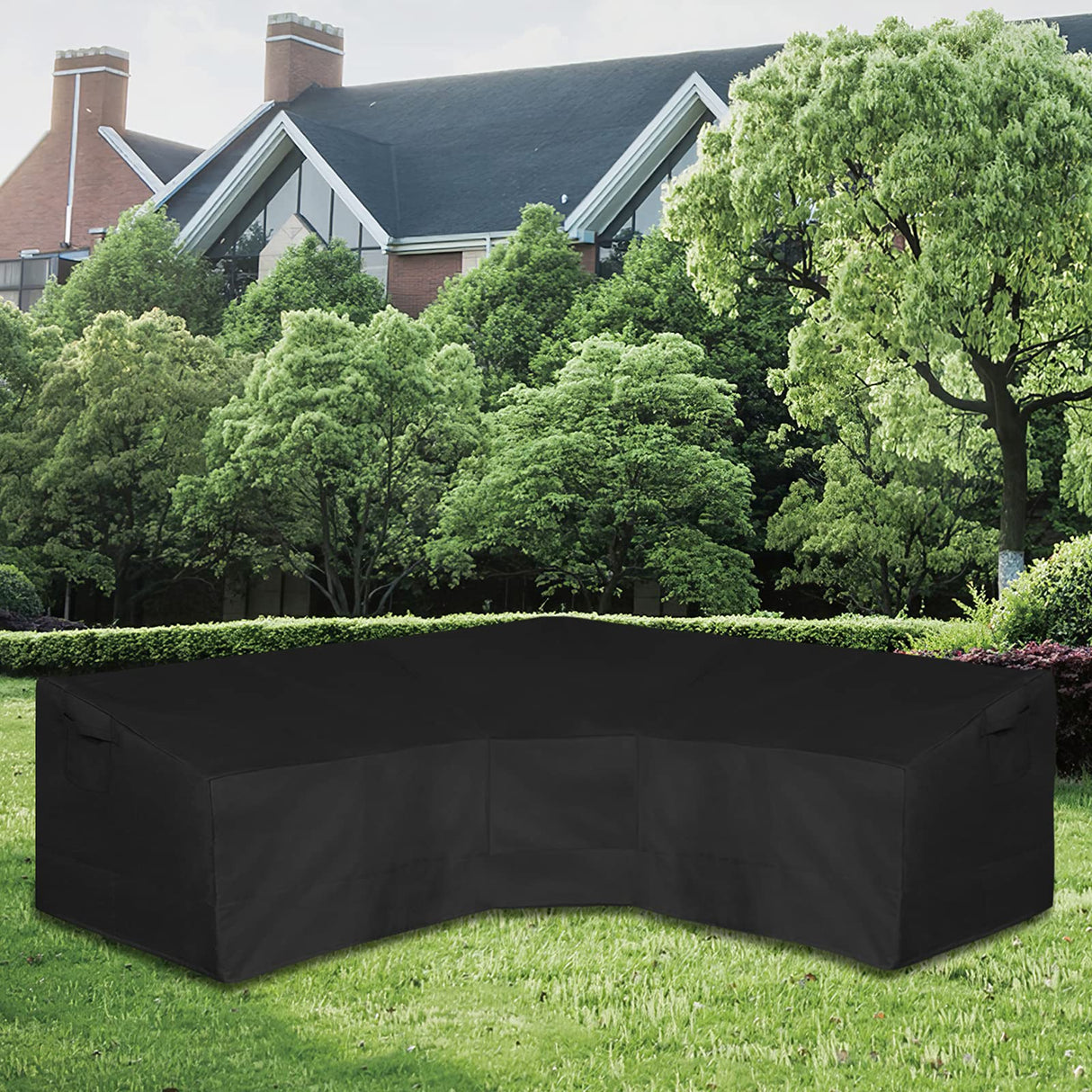 Easy-Going Heavy Duty 600D Patio 100"x100" V-Shaped Sectional Sofa Cover, Waterproof Outdoor Sectional Couch Cover,Lawn Patio Furniture Cover with Air Vent, Black Easy-Going