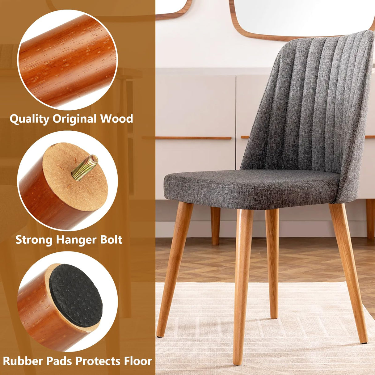 FVIEXE 16 Inch Wood Table Legs, Furniture Legs Set of 4, Round Replacement Legs for Coffee Table End Table Side Table Night Stand Tapered Desk Chair Legs, Straight FVIEXE