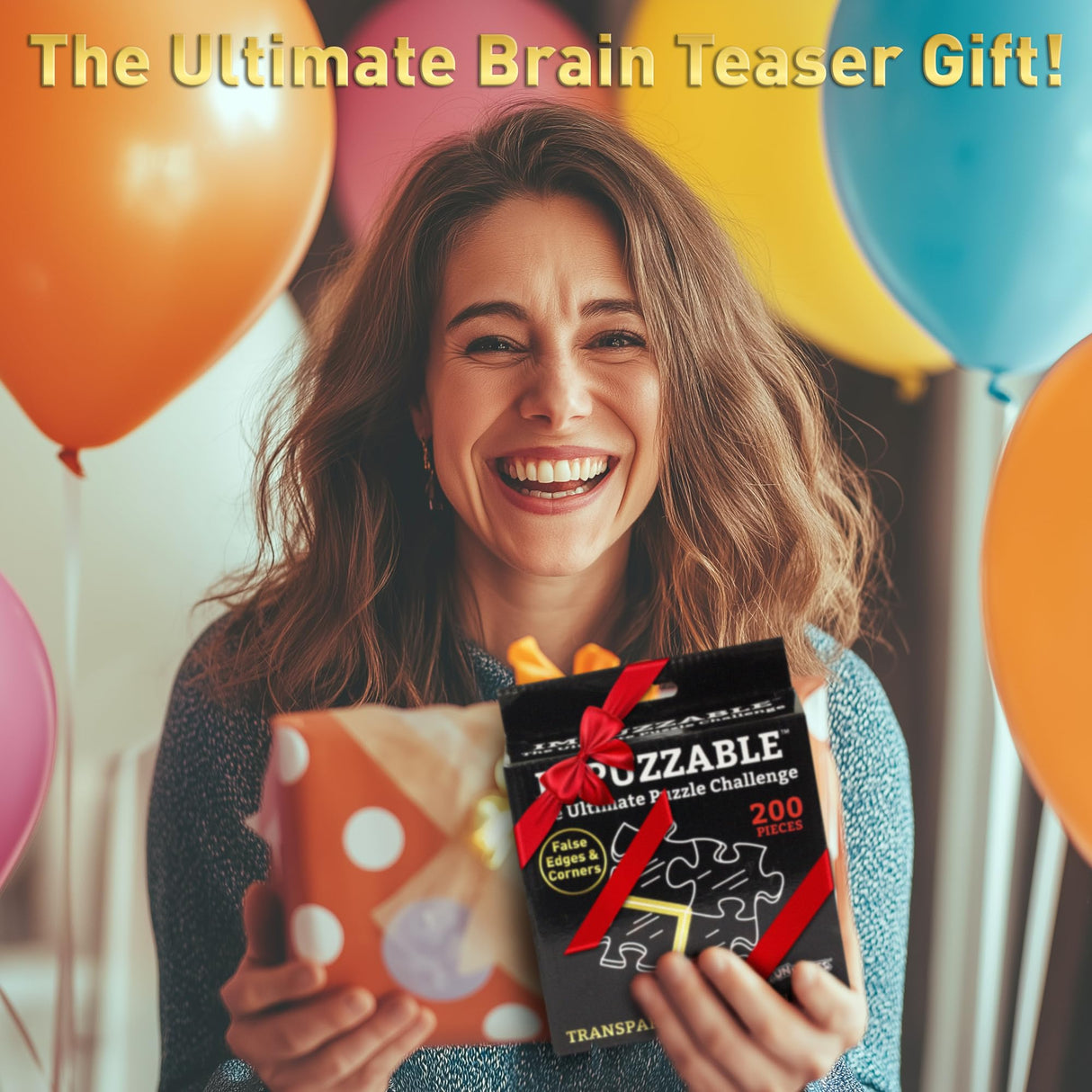 Funwares ImPuzzable Insanely Impossible Puzzle: Clear Acrylic Jigsaw Puzzle for Adults, Every Piece Unique, False Edges, False Corners, Hardest Puzzle for Adults, White Elephant Gift! 200 Piece Puzzle Funwares