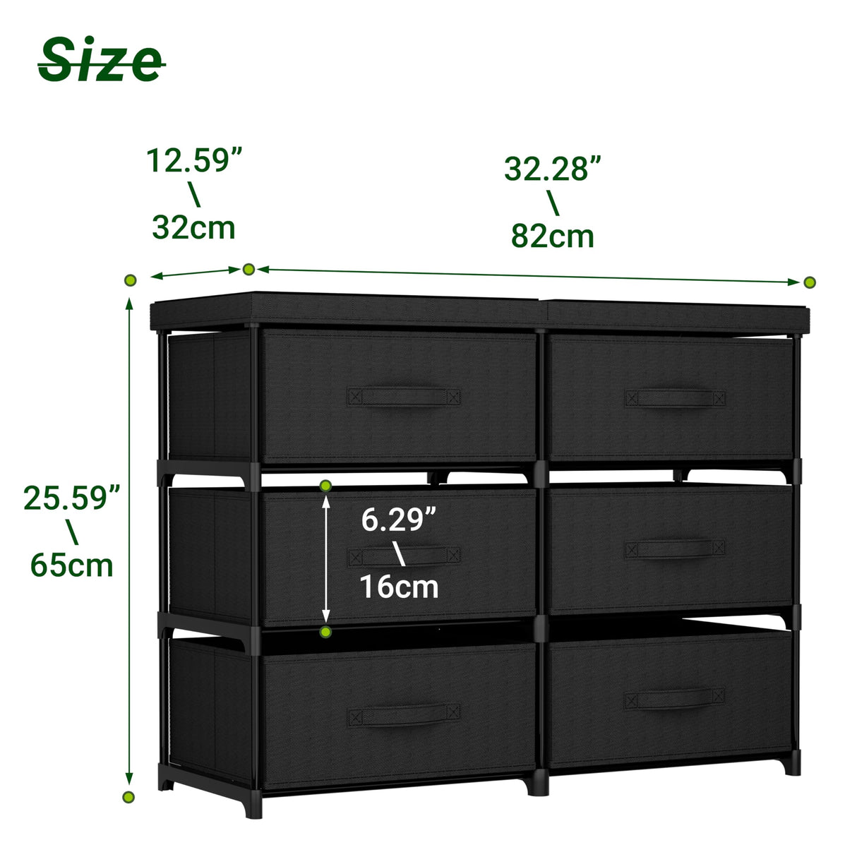 GcdPai Dresser with 6 Fabric Drawer Stand Desktop Sturdy Metal Plastic Support Tube Cube Storage Cabinet for Bedroom Organization Dorm Front Hall Entryway GcdPai