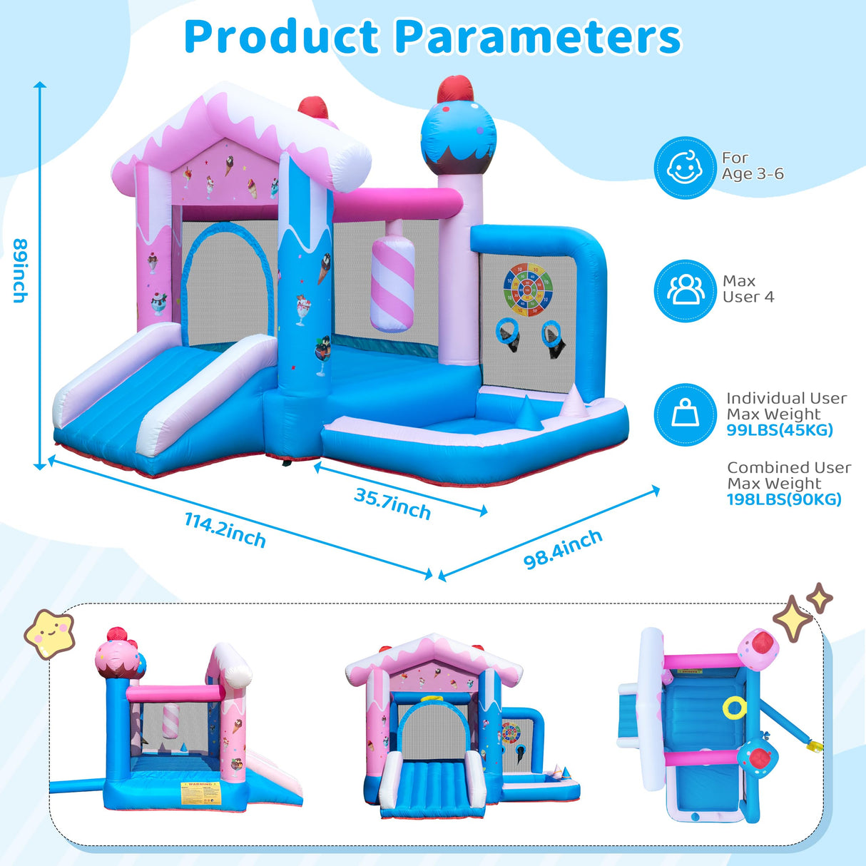 TOAOB Inflatable Bounce House - 8-in-1 Bouncer House for Kids Ages 3-6, Indoor & Outdoor Bouncy Jumping Castle Slide with Blower for Backyard Birthday Party TOAOB