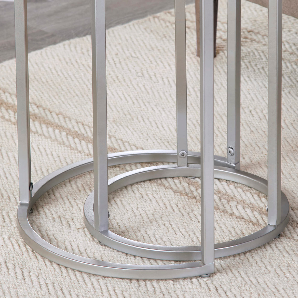 FirsTime & Co. Natural and Silver Isla Nesting End Table 2-Piece Set, Side Table, Night Stand, Acacia Wood and Metal, 16 x 16 x 24 inches FirsTime & Co.