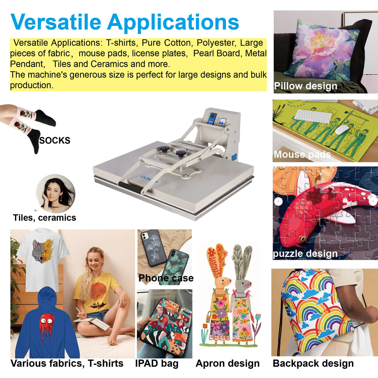 ZJBFXY88 24x32 Large Format Manual Heat Press Machine, Single Platen, Double Pressure Rods, 110V, 4500W (No Plug) (Grey, 24 x 32'' (60 x 80cm)) ZJBFXY88