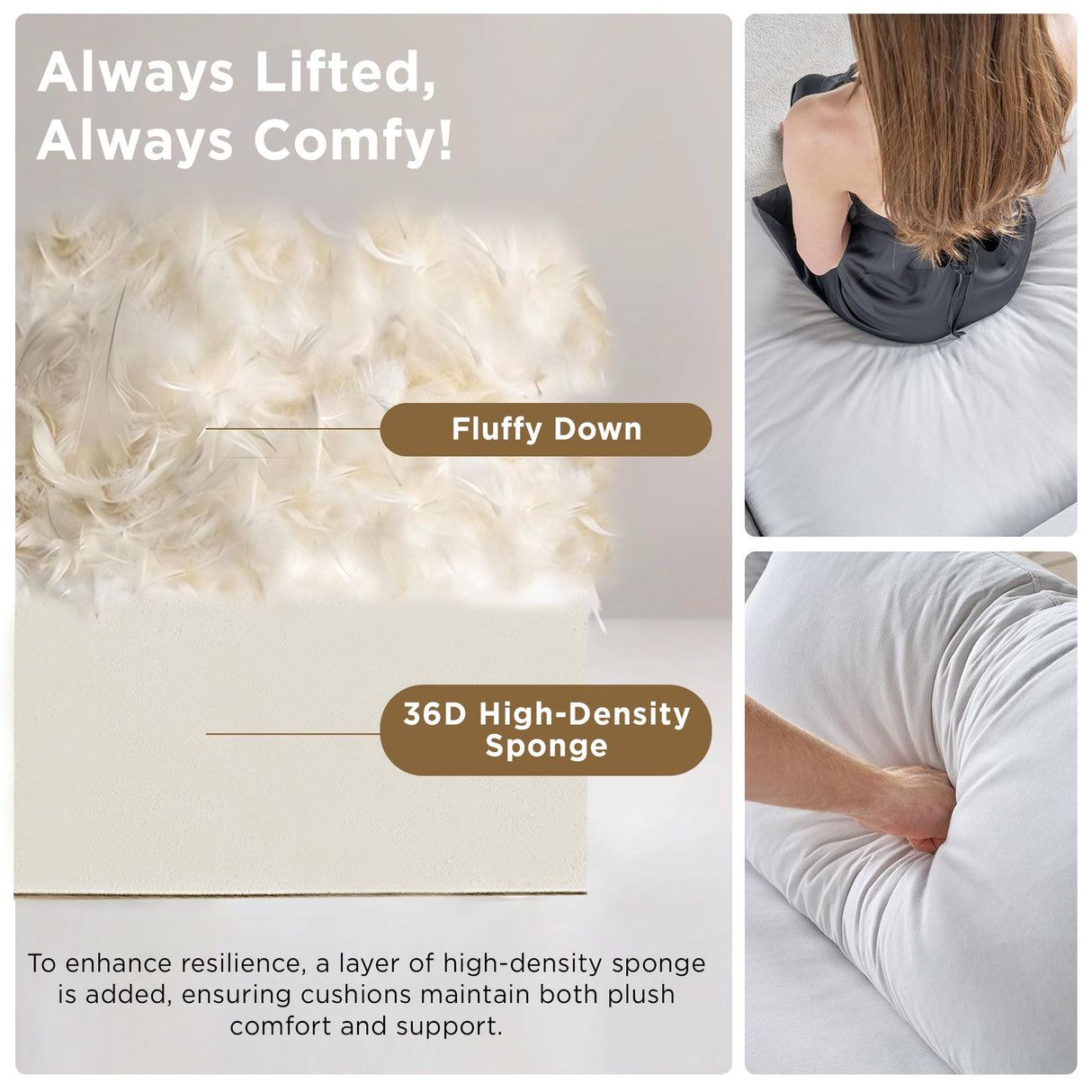 PaPaJet 114-Inch Cloud Sectional Sofa, Oversized Down-Filled Modular Couch, 4-Seater L-Shaped Sofa with Chaise and Ottoman, White Linen Cloud Couch for Living Room PaPaJet