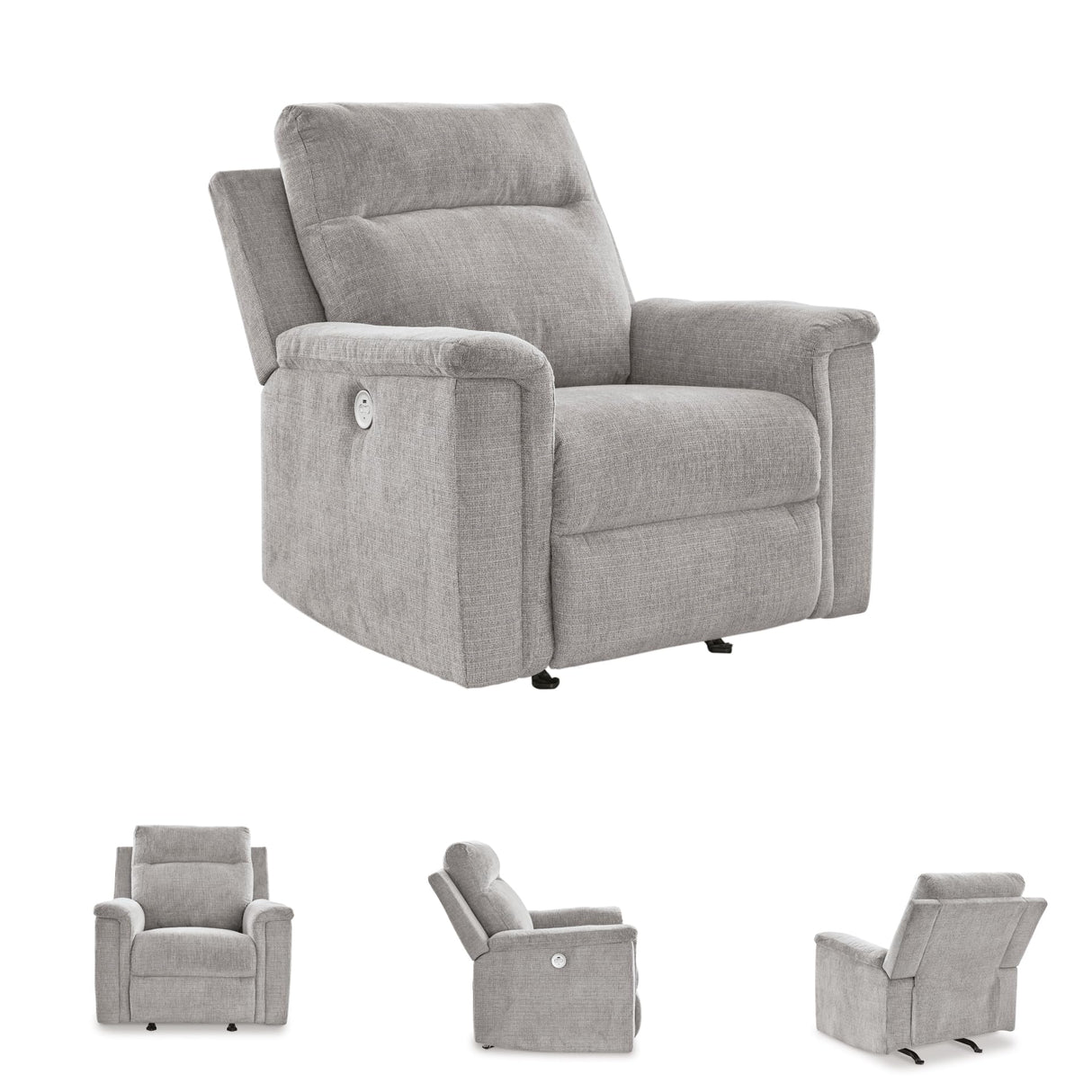 Signature Design by Ashley Barnsana Casual Power Recliner with Rocking Motion and USB Port, Light Gray Signature Design by Ashley