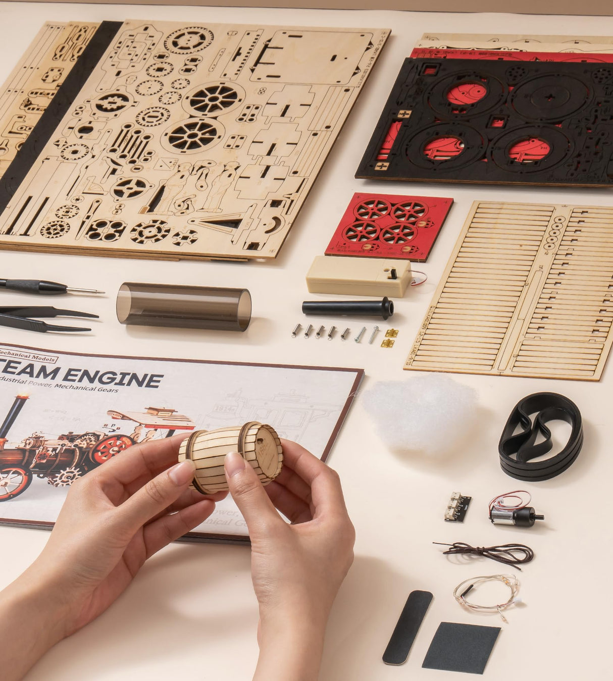 Wowood 3D Wooden Puzzles for Adults, Steam Locomotive Model Cars Kits for Adults, 3D Wood Puzzle Adult, Valentines Day Gift Model Building Kits, Wowood