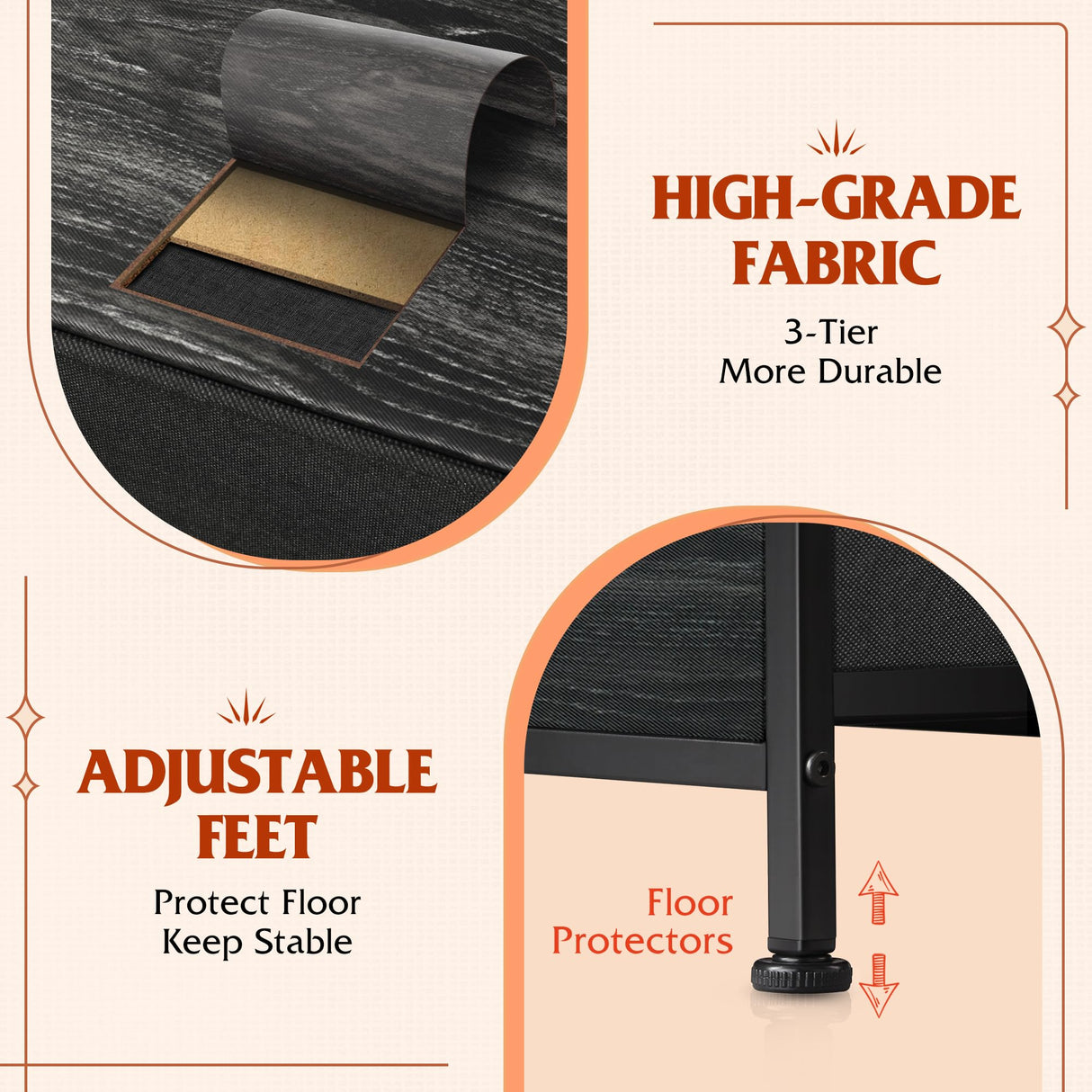 WLIVE Dresser for Bedroom with 5 Drawers, Wide Bedroom Dresser with Drawer Organizers, Chest of Drawers, Fabric Dresser for Living Room, Closet, WLIVE