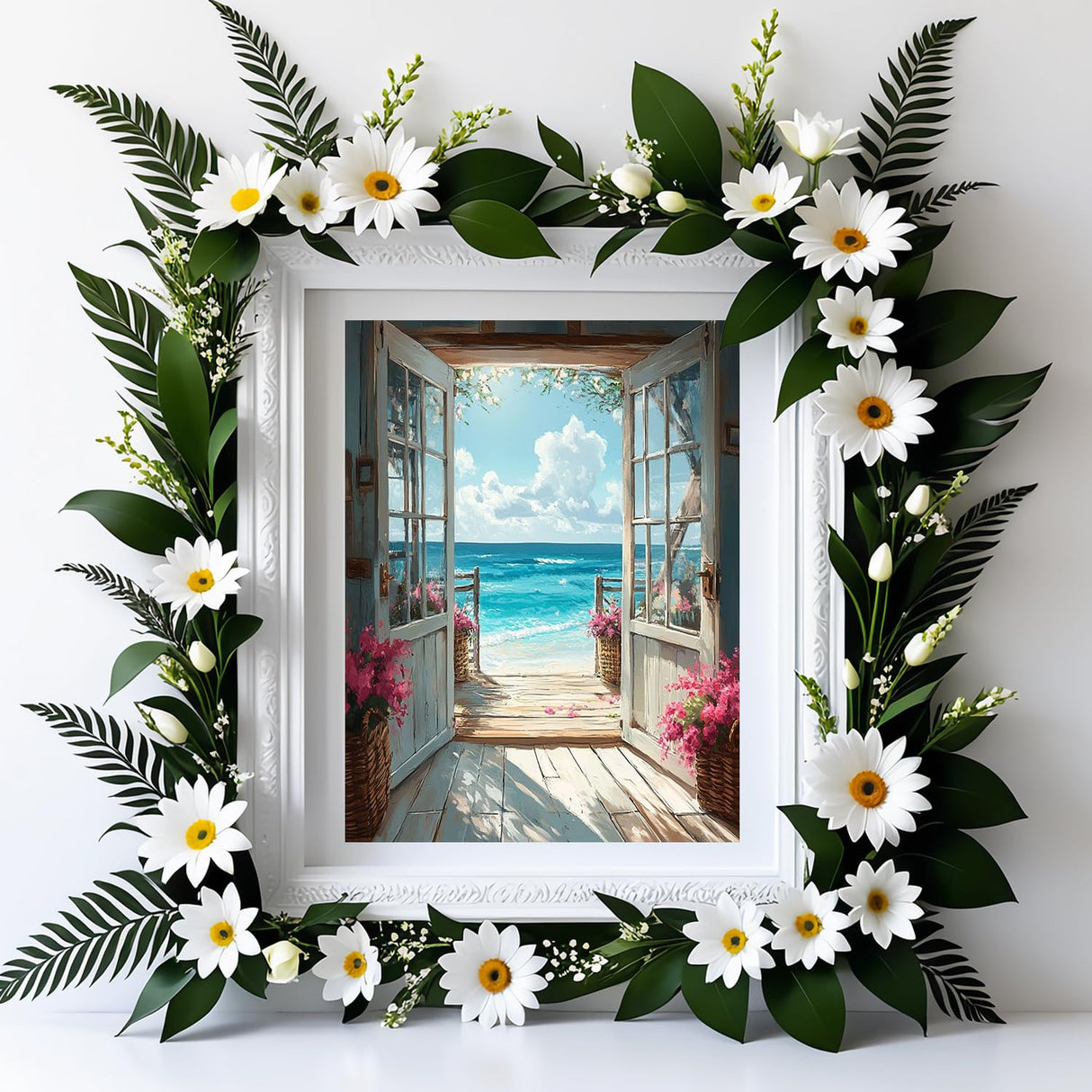 MBNTJHT DIY Scenery Paint by Numbers Kit for Adults on Canvas,Landscape Beach Digital Oil Painting Kit for Adults Beginner,Easy Scenery Acrylic Paint by Number Kits for Holiday Gifts 16X20 Inch. MBNTJHT