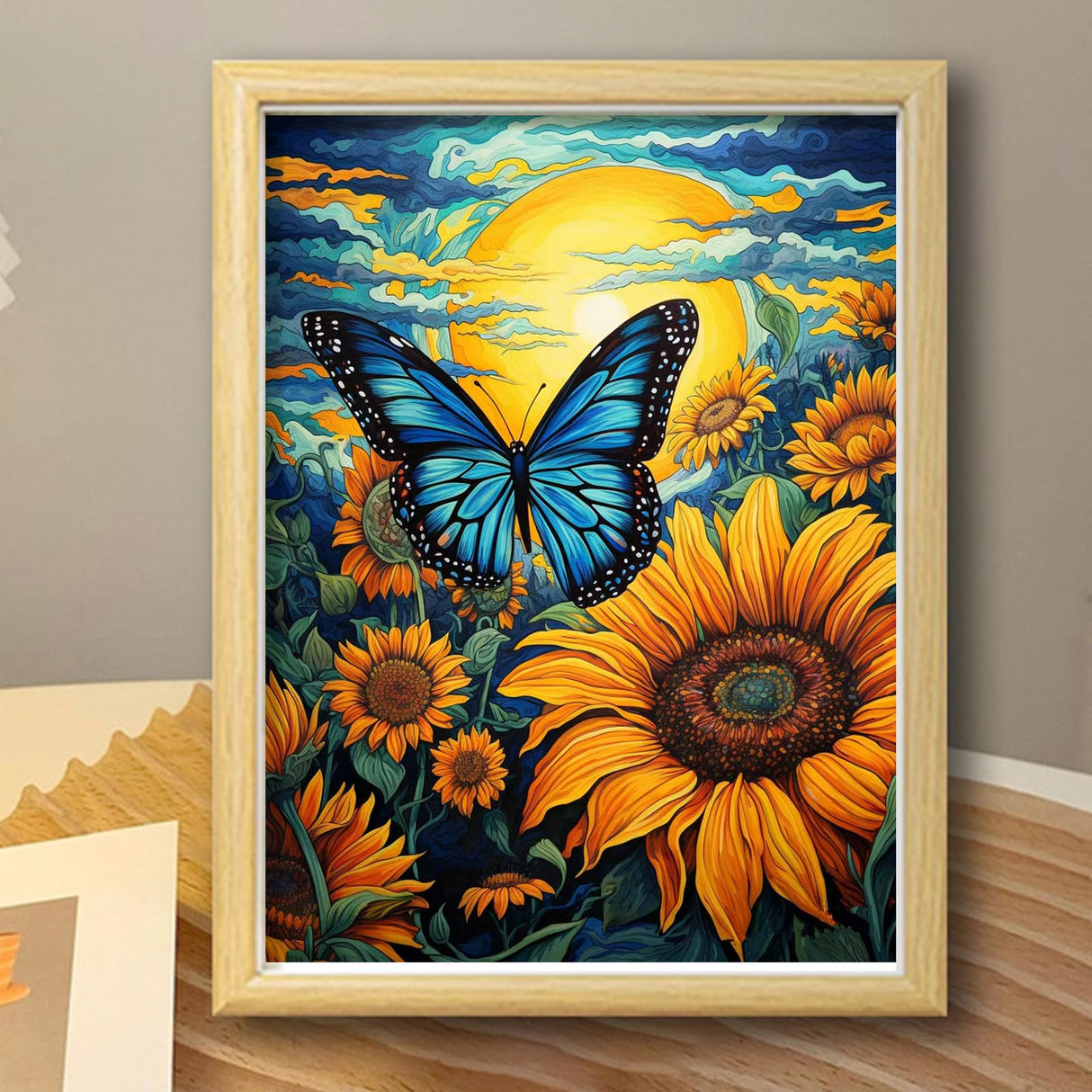 Maripabon 5D Sunflowers Diamond Art Painting Kits for Adults Butterfly DIY Round Diamond Art Kits Animals Flowers Picture Art for Home Wall Decor,11.8x15.7 inch (Style A) Maripabon