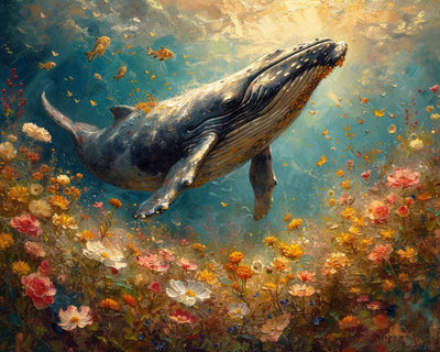 QACEYID Paint by Number, Sapphire Seas with Whales, Adult Crafts Adults' Paint-by-Number Kits, Room Decor Gift for Birthday Festival 16x20 inch, No Frame