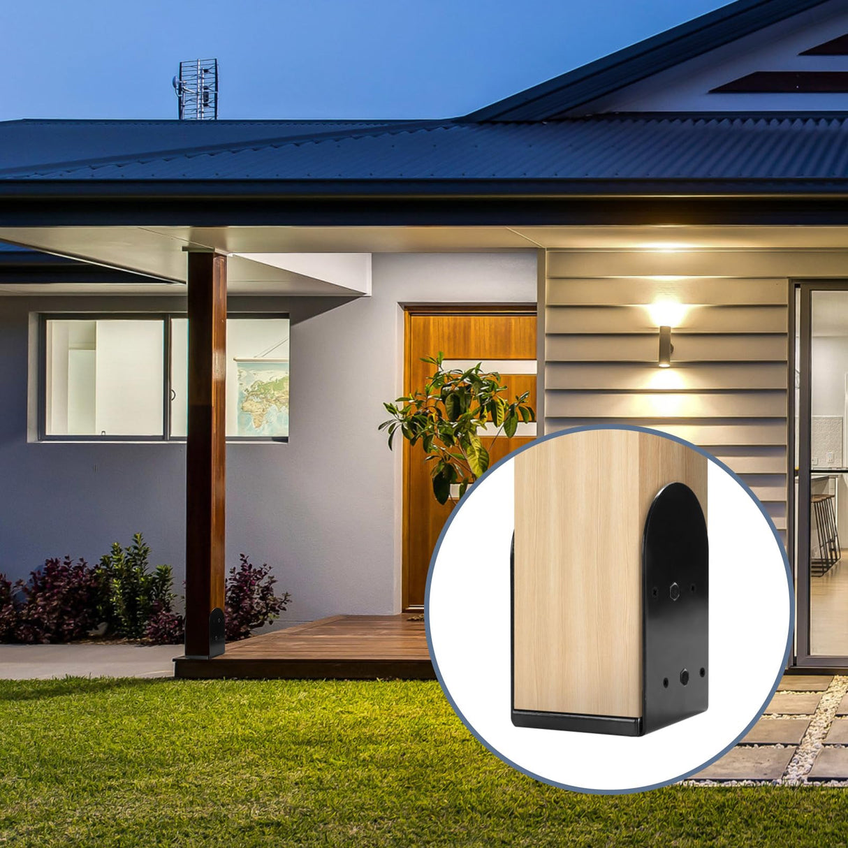 Rasugarlary 4"x 4" Post Base, 4Pcs Post Anchor Base (Internal 3.5 x 3.5") Adjustable 201 Steel Post Bracket for Wood Post Pavilion Deck Porch Handrail Railing Support Decorate Rasugarlary