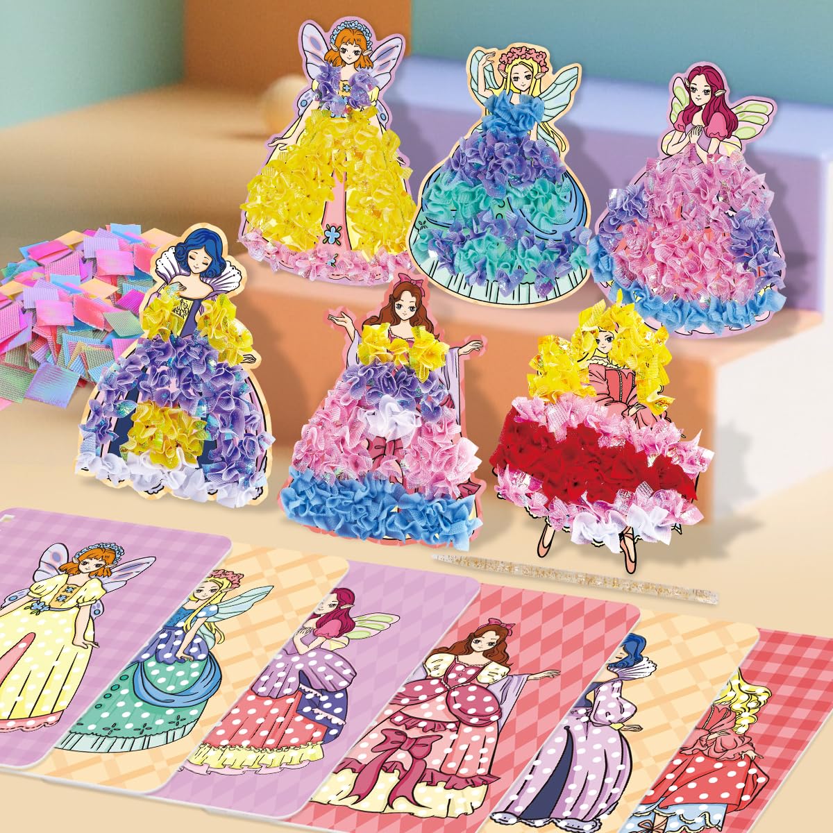 BLXIN Poke-Art Princess Craft Kit, Girls DIY Paper Art Set with Castle, Creative Educational Activity,Crafts Gifts for Girls Ages 3-8, DIY Activity BLXIN