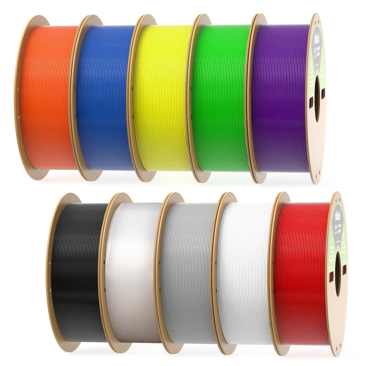 dikale PLA Pro 3D Printer Filament 10 Packs, 1.75mm No Tangle, Each Spool Net Weight 1KG, in Total 10KG Bundles, Black+White+Grey+Clear+Blue+Green+Orange+Red+Yellow+Purple dikale