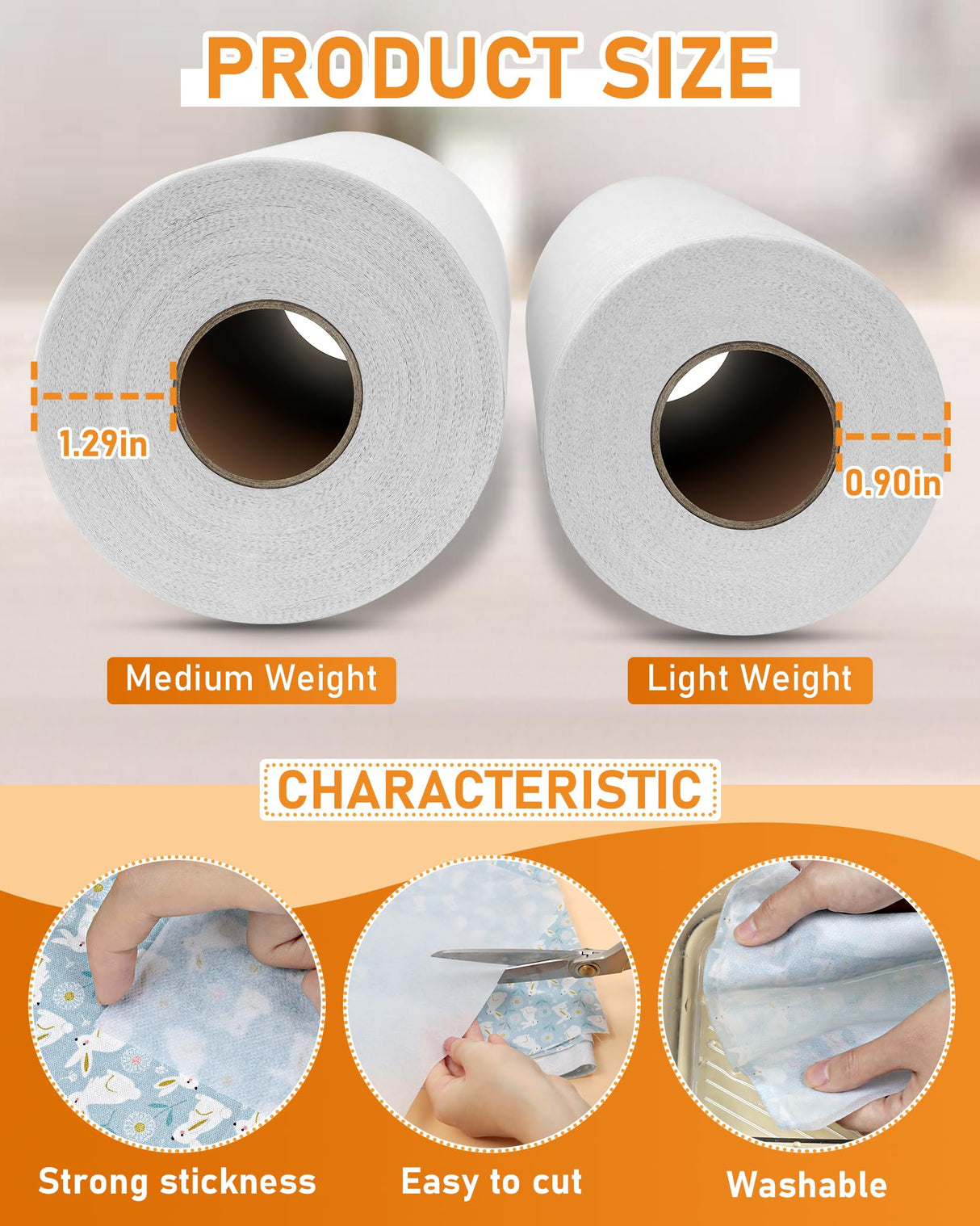 PLANTIONAL Medium Weight White Iron-On Non-Woven Fusible Interfacing: 11.6" x 30yd Medium Weight Non-Woven Interfacing Iron On Polyester Single-Sided Interfacing for DIY Crafts Supplies PLANTIONAL